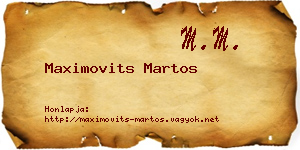 Maximovits Martos névjegykártya